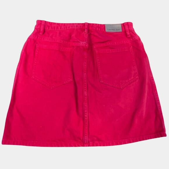 Calvin Klein Jeans Red Denim Mini Skirt W30 - Picture 2 of 11